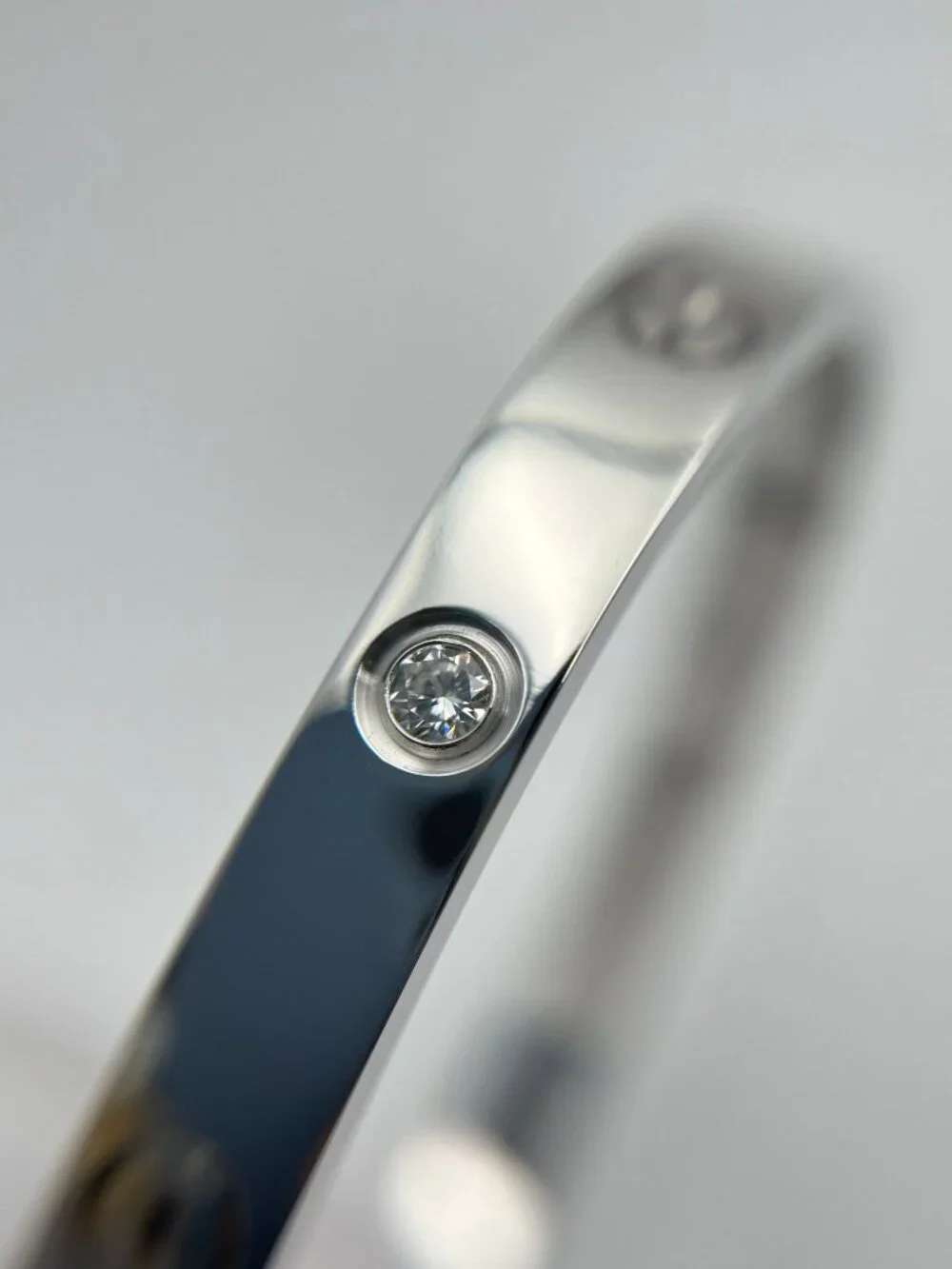 Cartier LOVE Bracelet Classic 4 Diamonds 18K White Gold Size 17